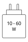 Das Gerät kann mit Netzteilen geladen werden, die eine Leistung zwischen 10 und 25 Watt USB PD liefern.
